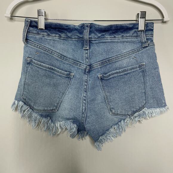 Mossimo Jean Denim Super Shorts Cut Offs 0 25 Distressed Exposed Pocket - Picture 4 of 9
